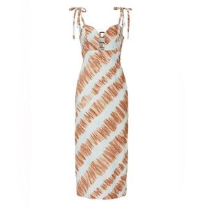 Moon River spaghetti strap Brown and Blue Dress in Large from Rent the Runway